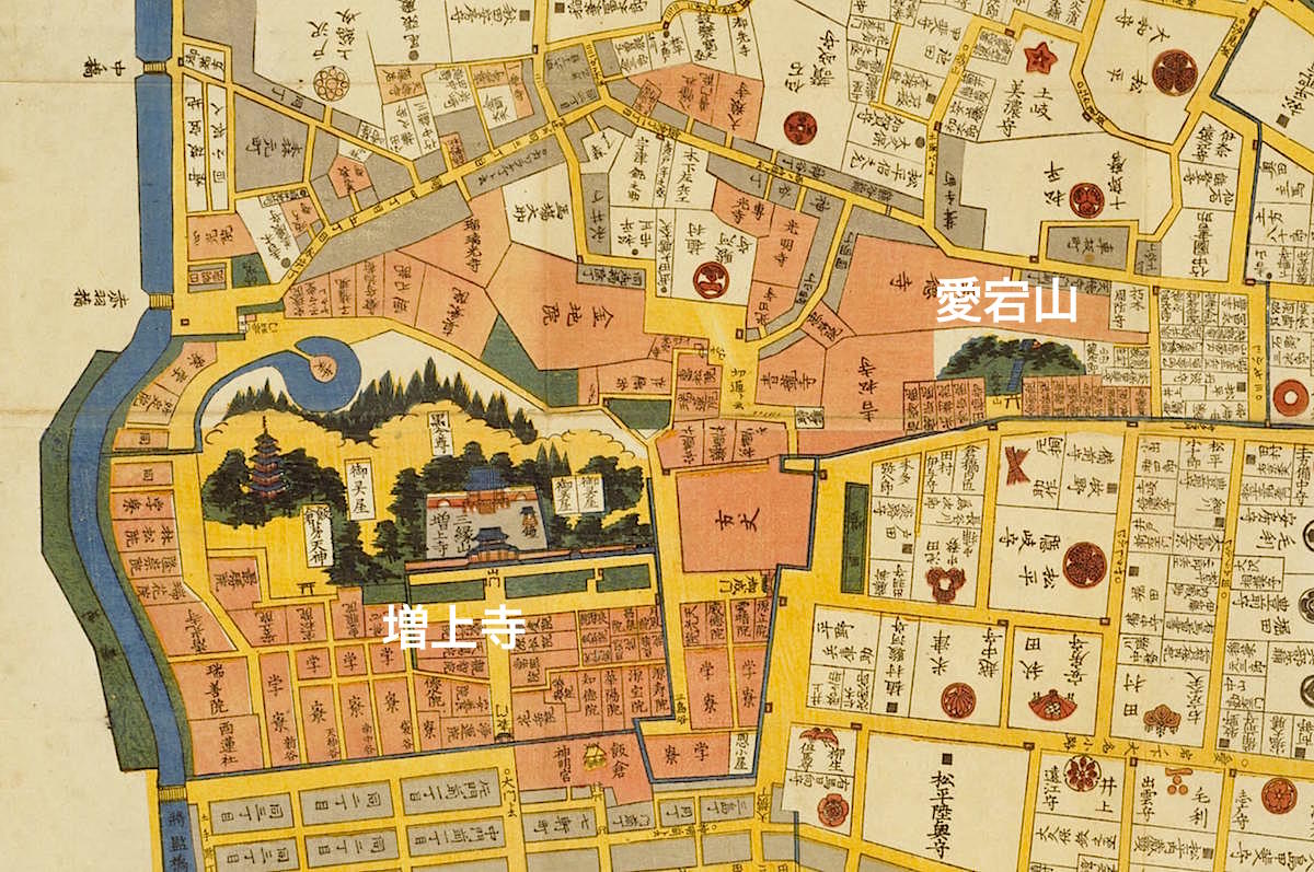 愛宕山・増上寺周辺の古地図（江戸時代後期の芝愛宕下絵図）